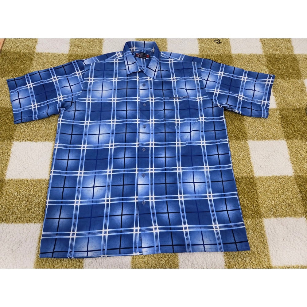 Southpole Mens XL Blue Plaid Short Sleeve Button Down Shirt Streetwear Y2K